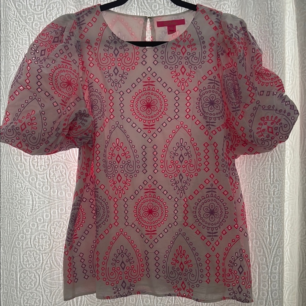 Lily Pulitzer Patterned Pink and Purple Women's Top